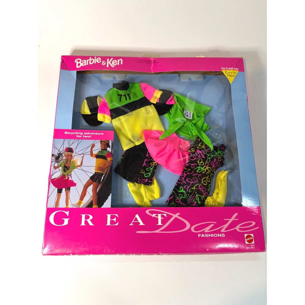 Vintage 1990 Barbie Ken Great Date Fashions Bicycling Adventure 2970 Mattel NIB